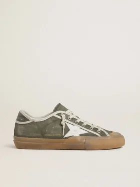 Women’s Super-Star LTD in green canvas with white leather star