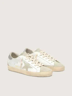 Women’s Super-Star with gray star and silver glitter heel tab