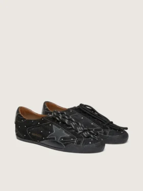 Women’s True-Star in black suede with Swarovski crystals and black leather star