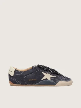 Women's True-Star in dark blue suede with white nappa leather star and heel tab