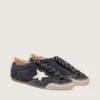 Women's True-Star in dark blue suede with white nappa leather star and heel tab