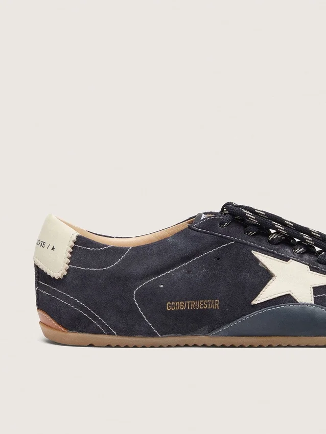 Women's True-Star in dark blue suede with white nappa leather star and heel tab