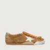 Women's True-Star in tobacco-colored suede with white star and platinum heel tab