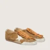 Women's True-Star in tobacco-colored suede with white star and platinum heel tab