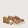 Women's True-Star in tobacco-colored suede with white star and platinum heel tab