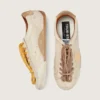 Men's True-Star in white nappa leather with gold foiled leather star and beige suede heel tab