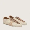 Men's True-Star in white nappa leather with gold foiled leather star and beige suede heel tab